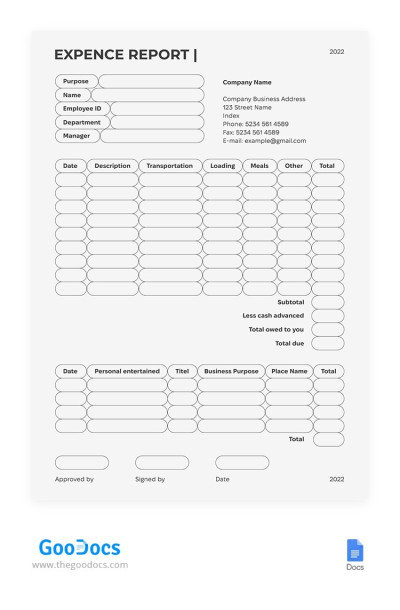Simple Expense Report Template